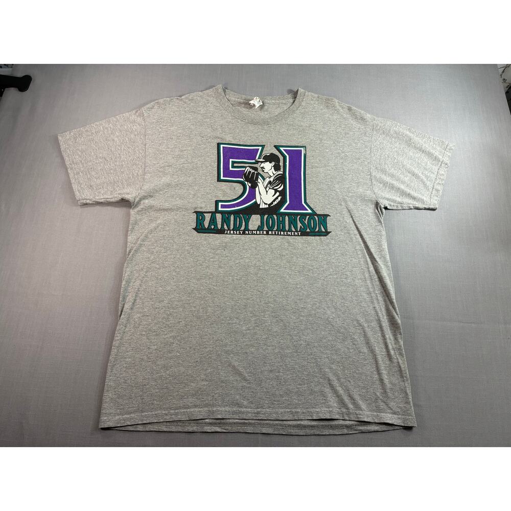 Randy Johnson 51 Shirt Mens Large Gray Diamondbacks Jersey Retirement Tee